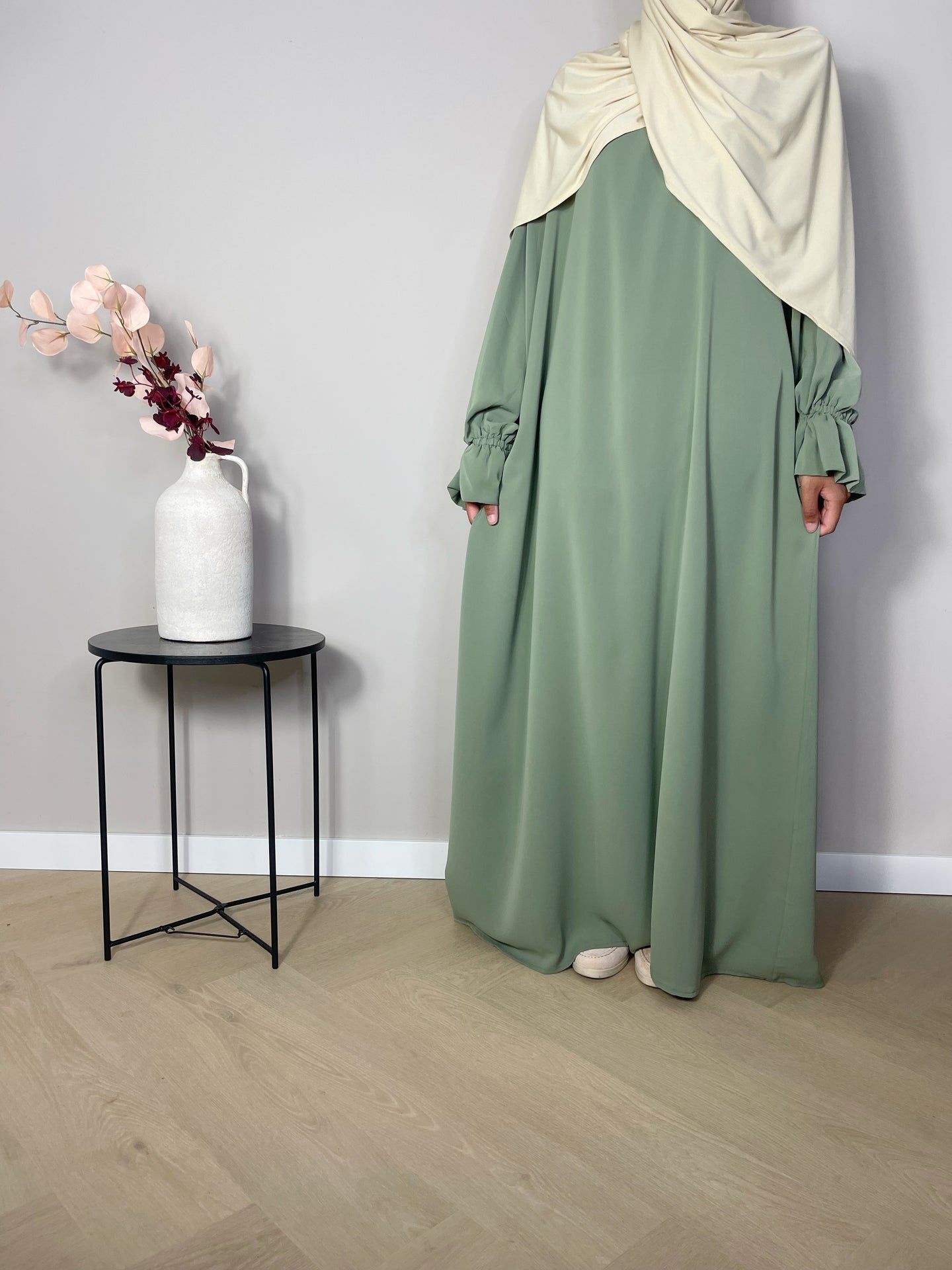 Abaya met elegante mouwtjes - Pistachio