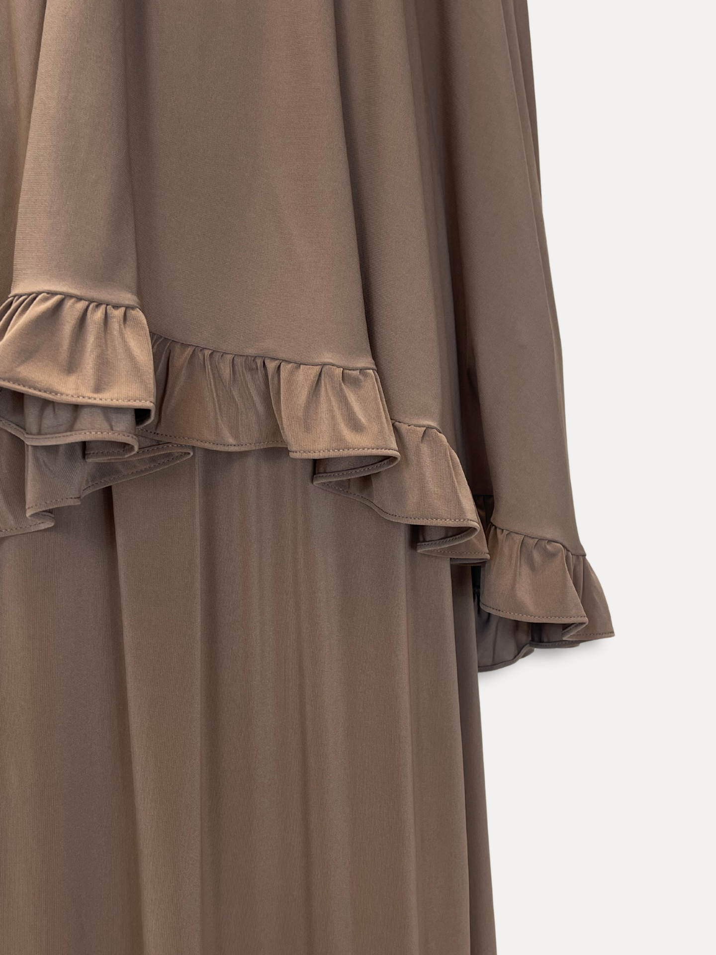 Ruffle Khimar set Premium jersey - Brown