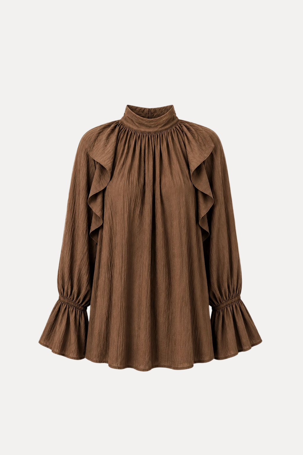Ruffle Blouse - Brown