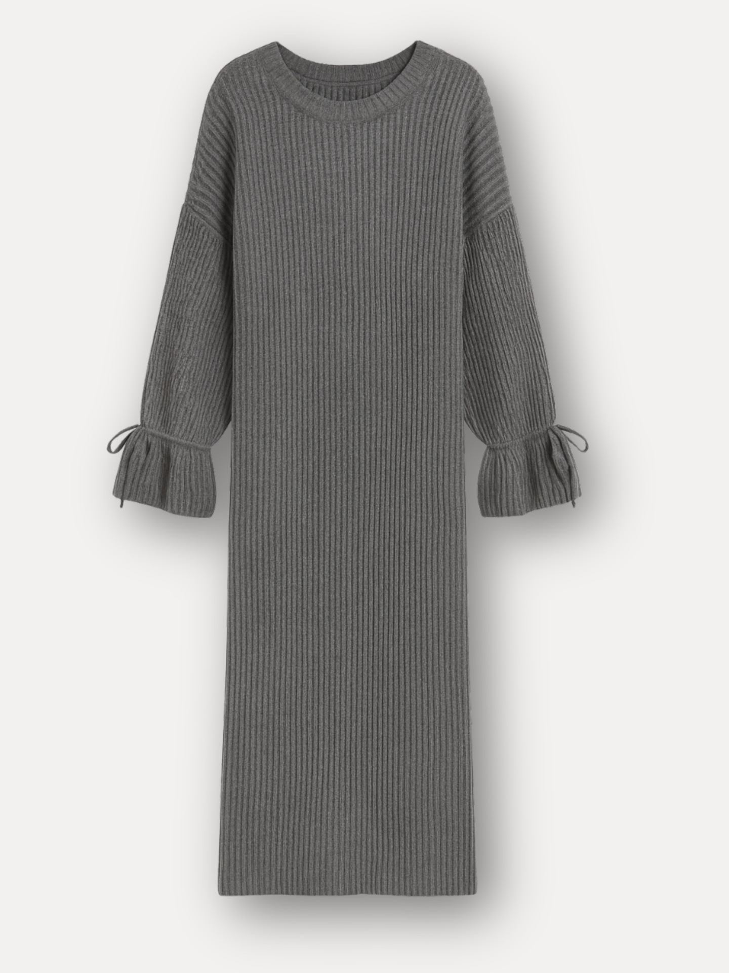 Long sweater with rib structure - ivory