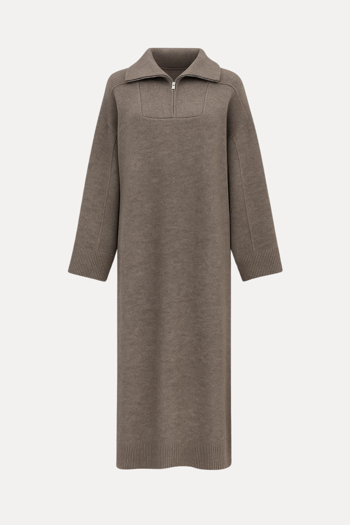 Long sweater with rib structure - ivory