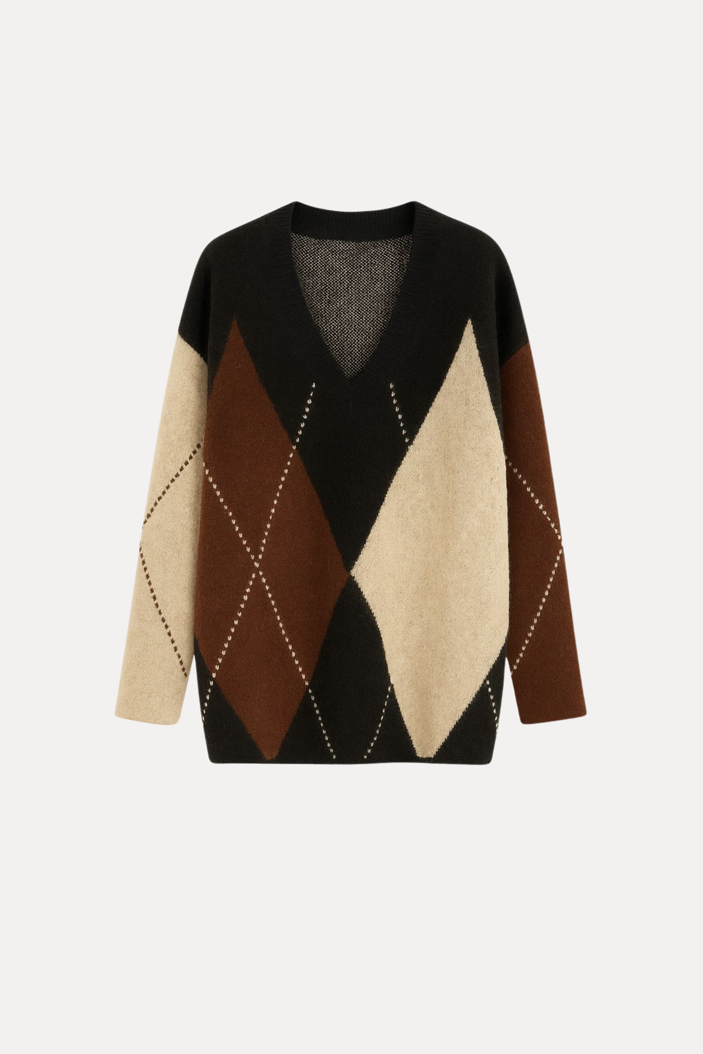 Long sweater with rib structure - ivory