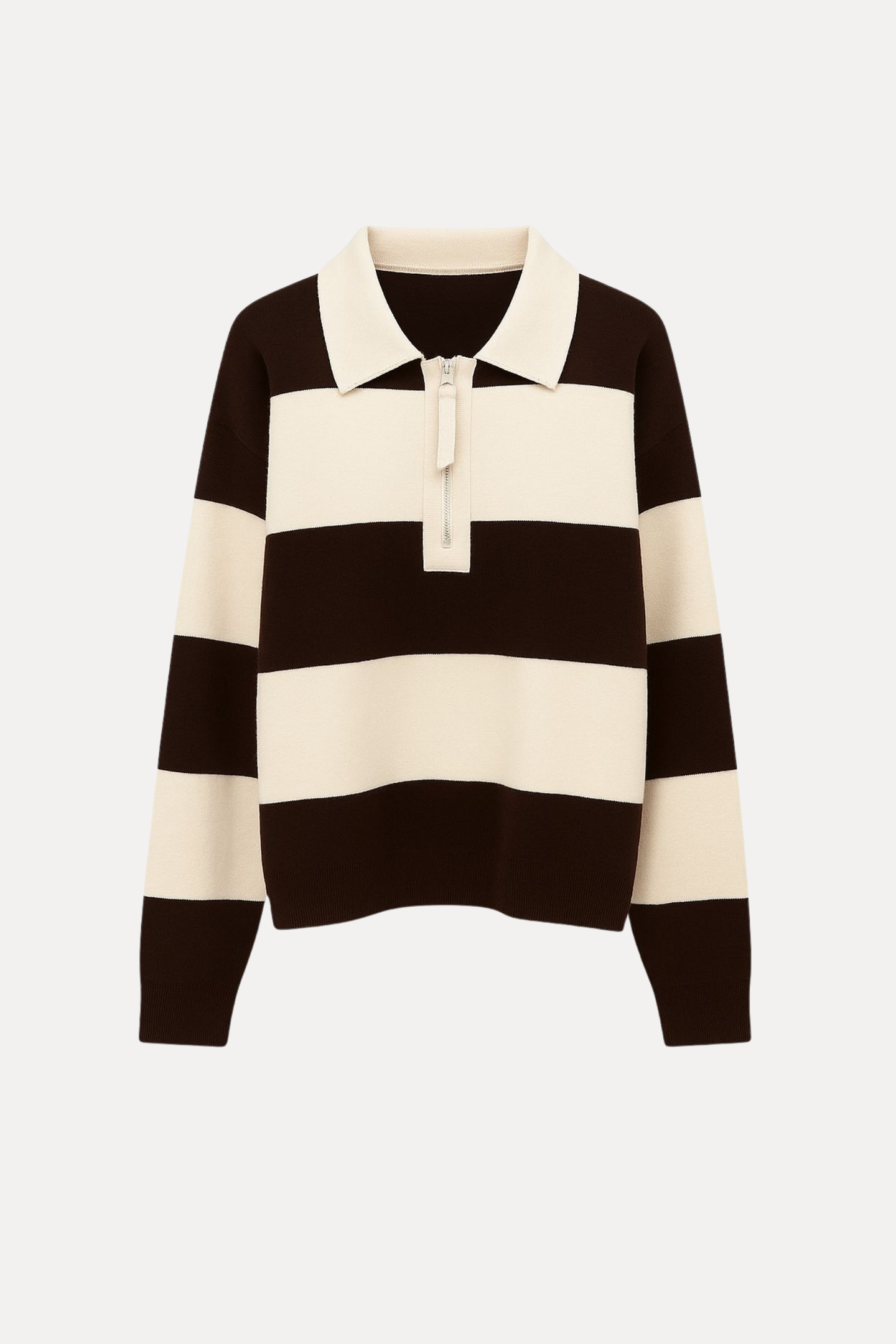 Long sweater with rib structure - ivory