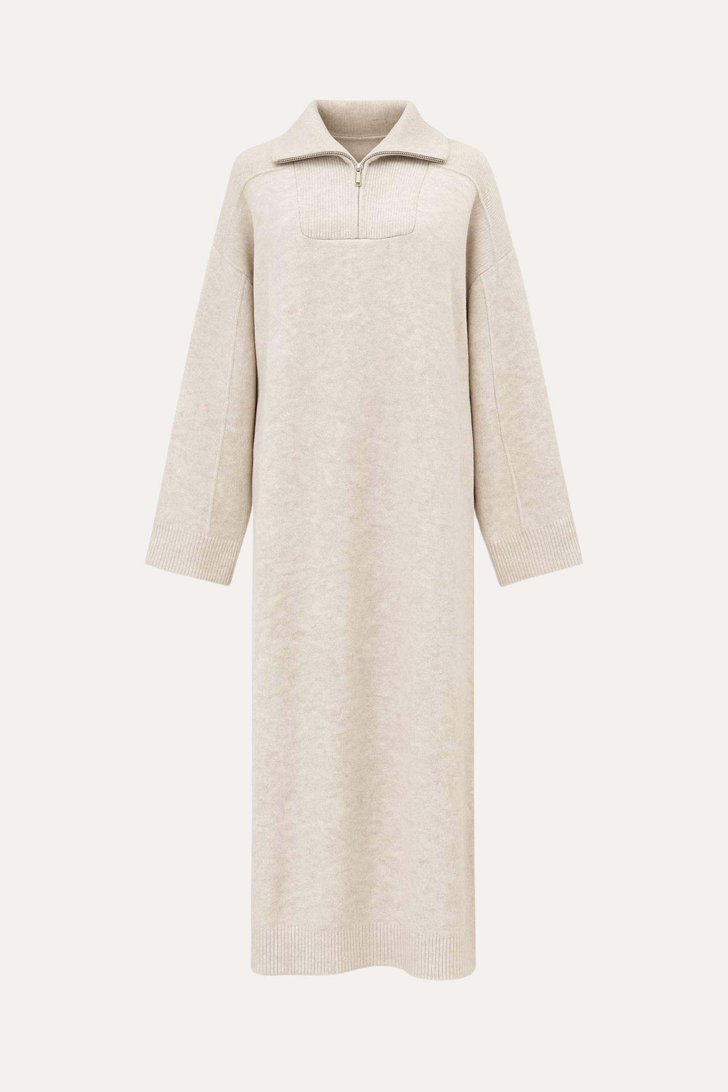 Long sweater with rib structure - ivory