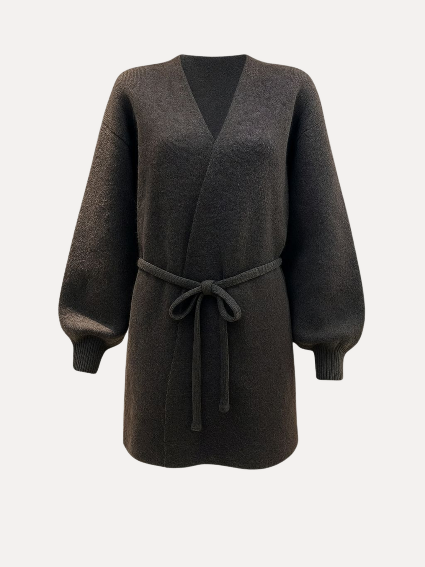 Vest met strikceintuur - Dark brown