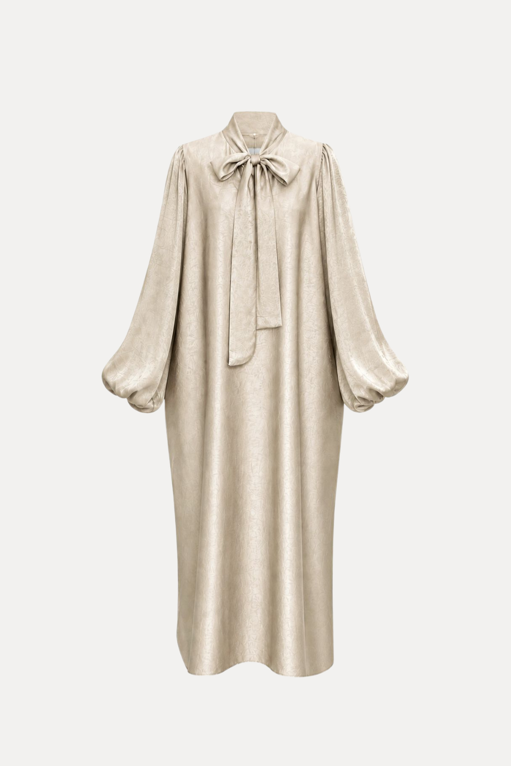 Satin Bow Dress - Beige