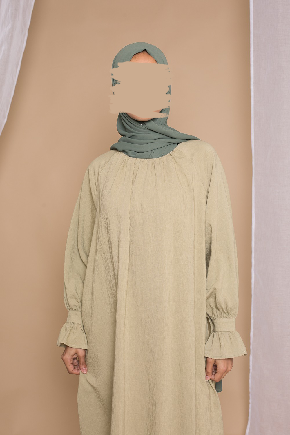 Cute sleeve dress- Pistachio - Hijab Boutique