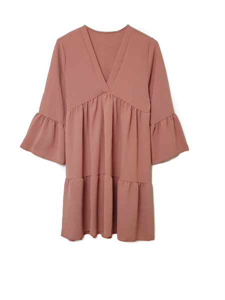 Dress with trumpet sleeves - Pink