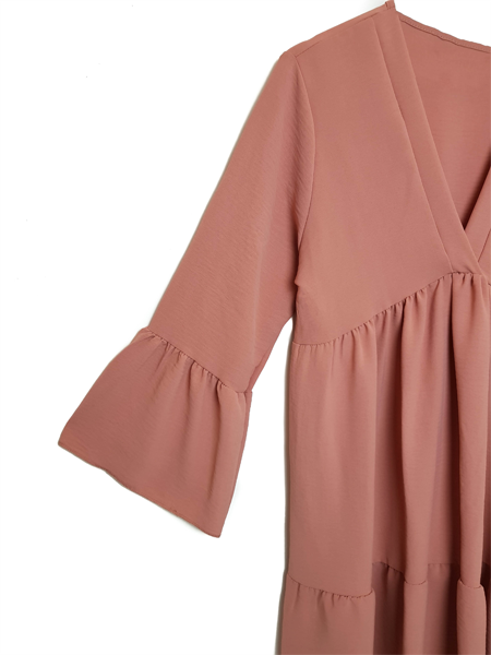 Dress with trumpet sleeves - Pink